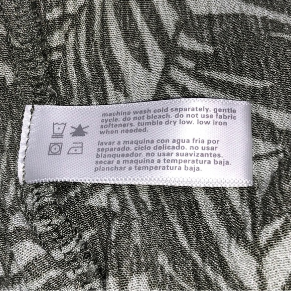 Three Dots Green Printed Beachy Leaves Pull On High Waisted Shorts Size L - Picture 6 of 8